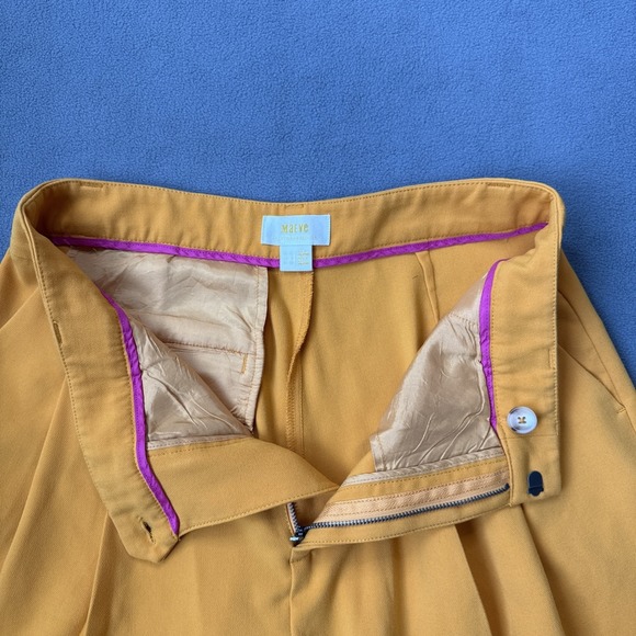 Maeve Anthropologie Pleated Shorts Womens 6 Yellow Avery High Waist Pockets - Picture 4 of 13